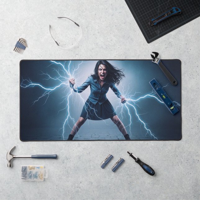 Superhero Lightning Girl Desk Mat (Workstation)