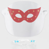 Superhero Masquerade Red Stars Face Shield (Front w/Glasses)