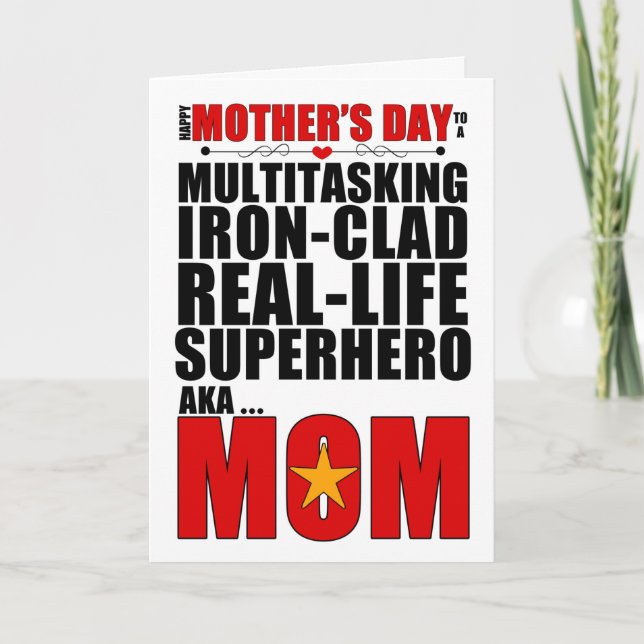 Superhero Mom Mother's Day Typography Card (Front)