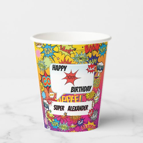 Superhero Monogram Birthday Surprise Kids Paper Cups