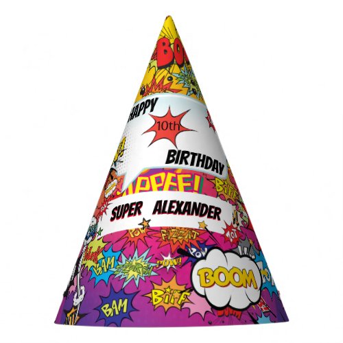 Superhero Monogram Birthday Surprise Kids Party Hat