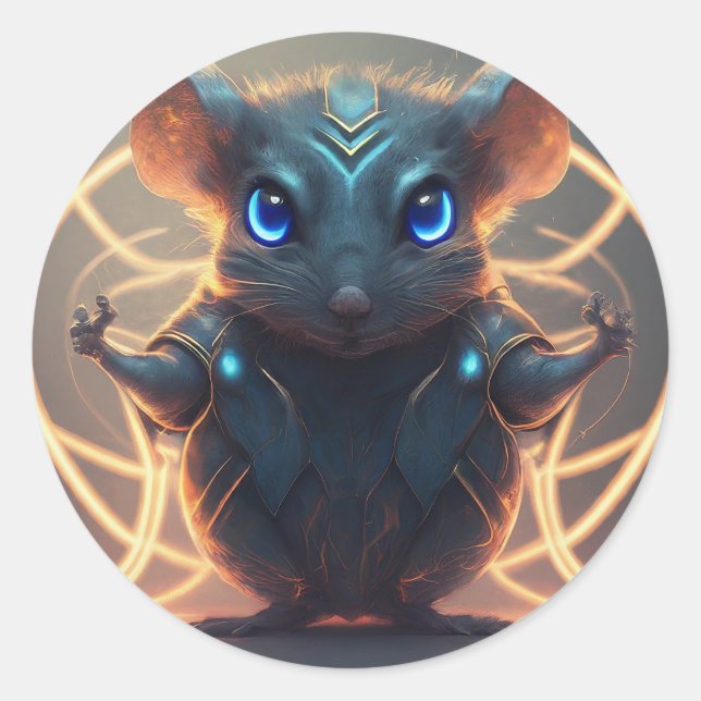 Superhero mouse classic round sticker (Front)