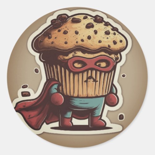 superhero muffin classic round sticker