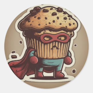 superhero muffin, classic round sticker