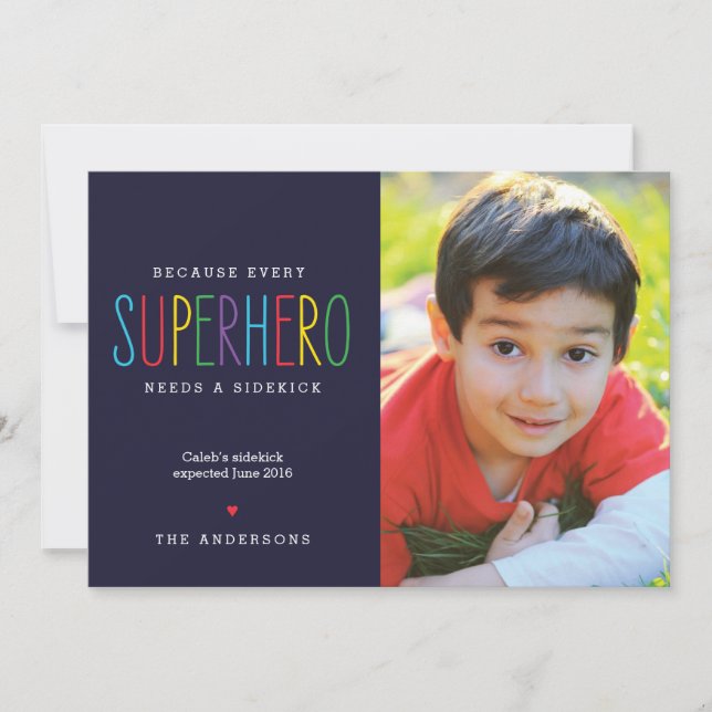 Superhero Needs a Sidekick Pregnancy Announcement (Front)