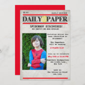 Superhero Newspaper Birthday Invitation (Front/Back)