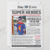 Superhero Newspaper Invitation - 6.5 x 8.75 (Front)