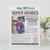Superhero Newspaper Invitation - 6.5 x 8.75 (Standing Front)
