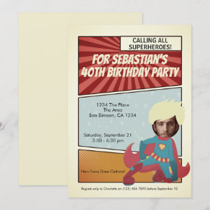 Superhero Old Comic Birthday Party (blond) Invitation