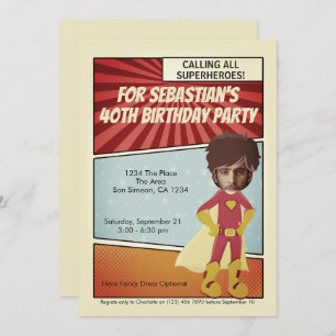 Superhero Old Comic Novelty Birthday Party Invitation