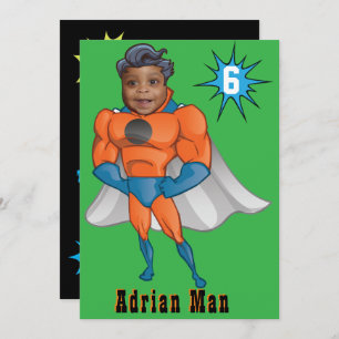 Superhero Orange Birthday Invite