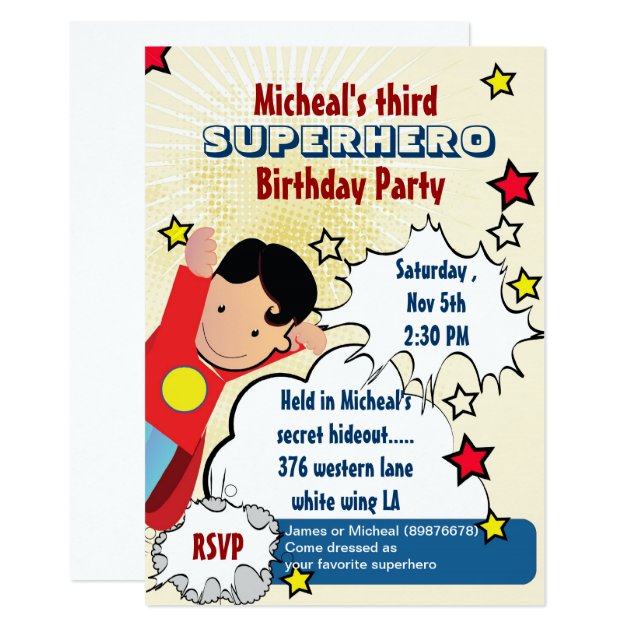 Superhero Party Birthday Invitation