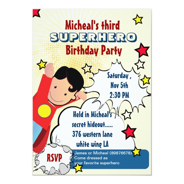 Superhero Party Birthday Invitation