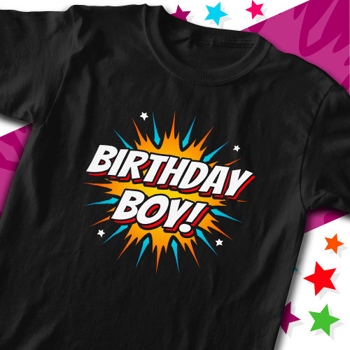 Superhero Party Comic Book Hero Birthday Boy T_Shirt