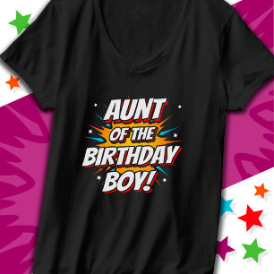 Superhero Party Comics Aunt of Birthday Boy T-Shirt