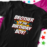 Superhero Party Comics Brother of Birthday Boy T-Shirt<br><div class="desc">This cool comic book hero brother of the birthday boy design is perfect for a superhero birthday party theme! Great for the brother of boys that love comic book superheroes or villains with superpowers! Features 'Brother of the Birthday Boy!' happy birthday quote in a comic book superhero theme that the...</div>