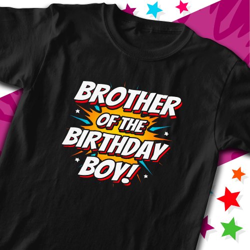 Superhero Party Comics Brother of Birthday Boy T_Shirt