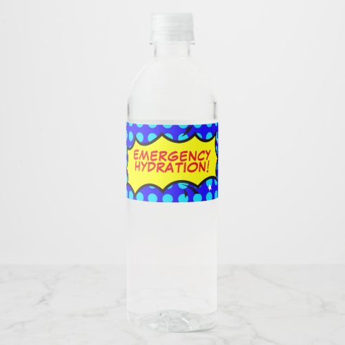 Superhero party  EMERGENCY Hydration  Water Bottle Label