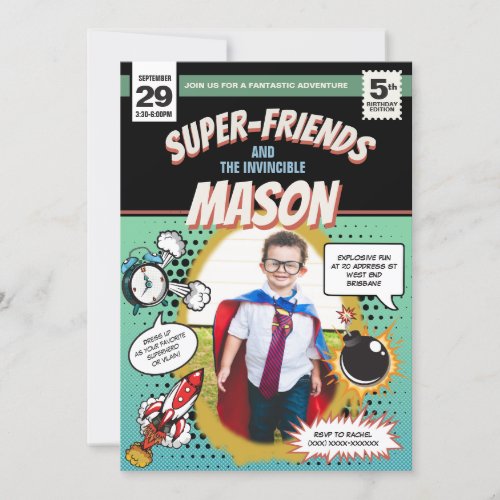 Superhero Party Invitation Comic Book Cover Style