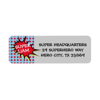 Superhero Party Invitation Return Address Labels by BattleHymn at Zazzle