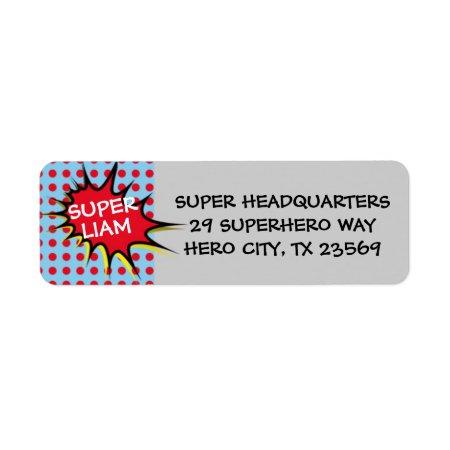 Superhero Party Invitation Return Address Labels