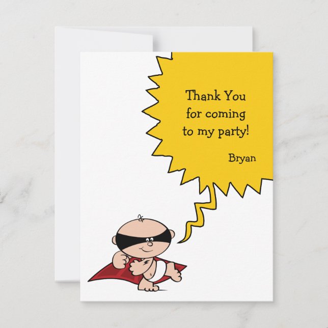 Superhero Party Thank You Card (Front)