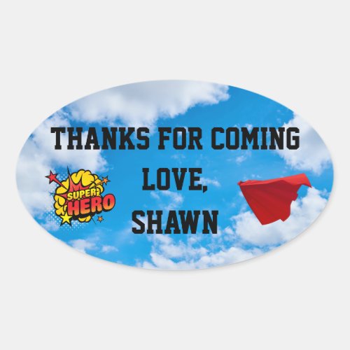 Superhero Party Thank You Sticker