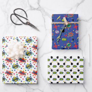 Superhero Pattern Wrapping Paper Sheets