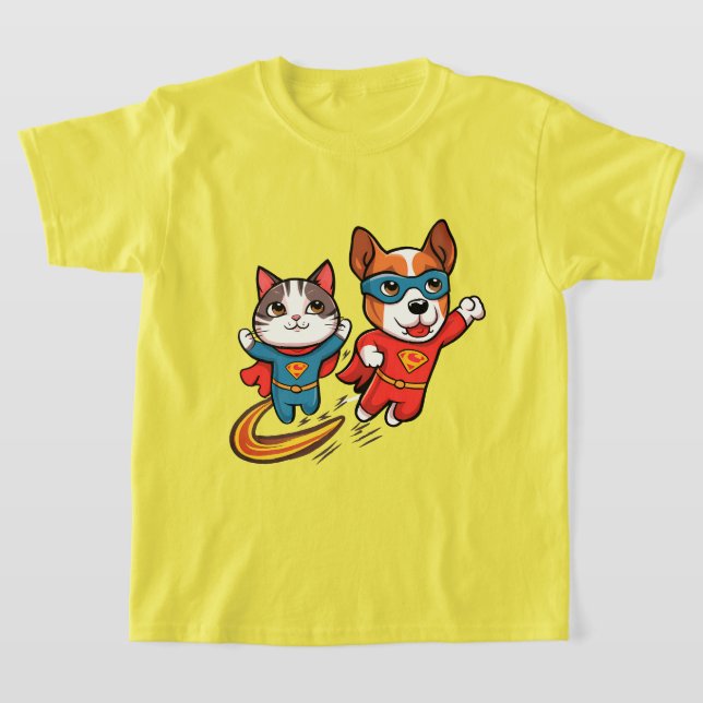 Superhero Pets Kids T-Shirt (Laydown)