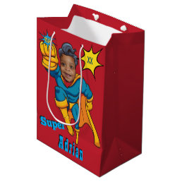 Superhero Photo Justice Template Birthday Medium Gift Bag