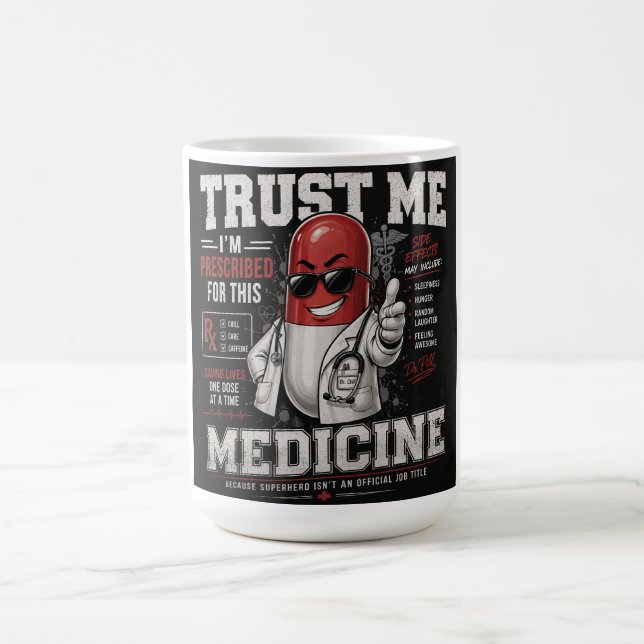 Superhero Pill Power Design Coffee Mug (Center)