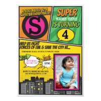 Superhero Pink Girl's Invitation Super Hero Invite