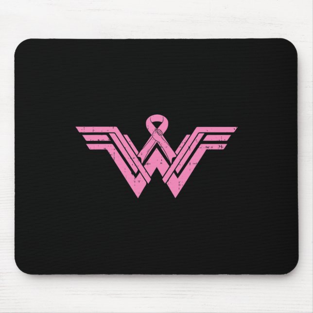 Superhero Pink Ribbon Breast Cancer Awareness Mom  Mouse Pad (Front)