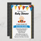 Superhero Polka Dot Bunting Baby Shower Invitation (Front/Back)