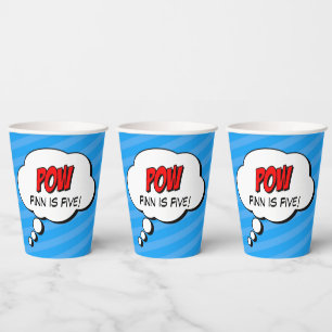 Superhero "Pow" Speech Bubble Birthday Paper Cups