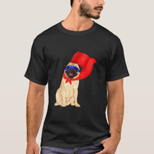 Superhero Pug Cute Super Hero Dog In A Cape  T_Shirt