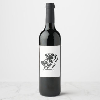 Superhero Pug Wine Label