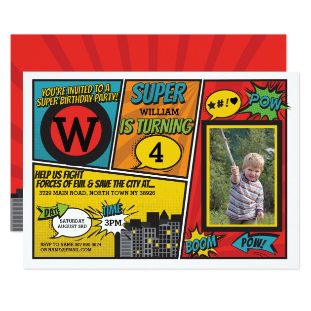 Superhero Red Blue Invitation Super Hero Invite