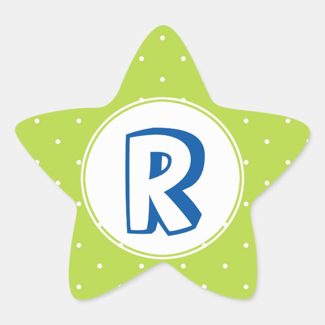 Superhero red yellow polka dot kid monogram star sticker (Front)
