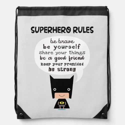 Superhero Rules Drawstring Bag