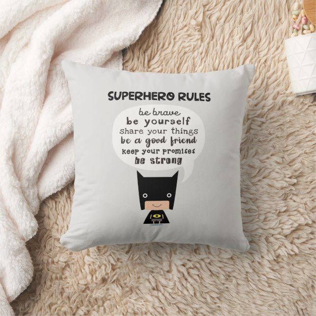 Superhero Rules Throw Pillow (Blanket)