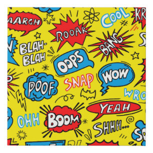 Superhero Saga: Cute Comic Patterns Faux Canvas Print