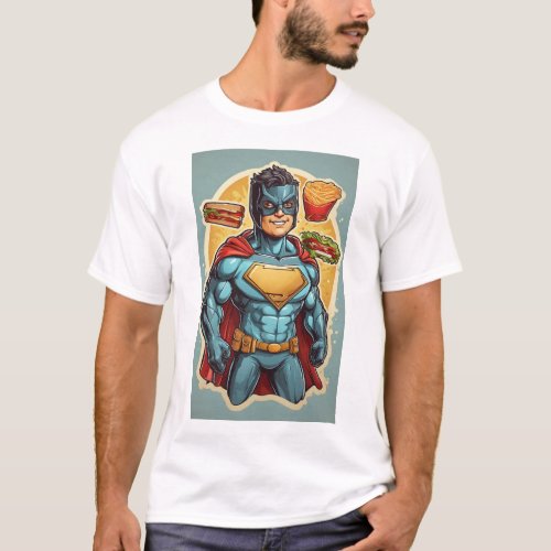Superhero Sandwich Sticker T_Shirt Design