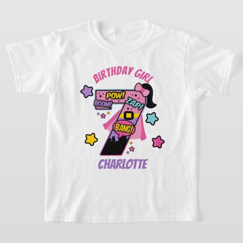Superhero Seventh Birthday Girl 7th Super Girl T_Shirt