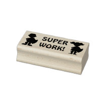 Superhero Silhouette Super Work Teacher's Homework Rubber Stamp