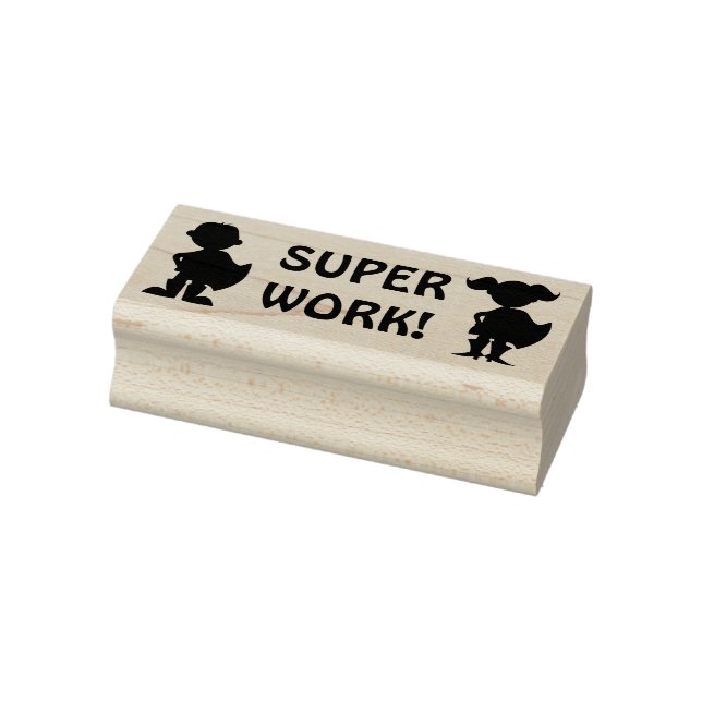 Superhero Silhouette Super Work Teacher's Homework Rubber Stamp (Stamp)