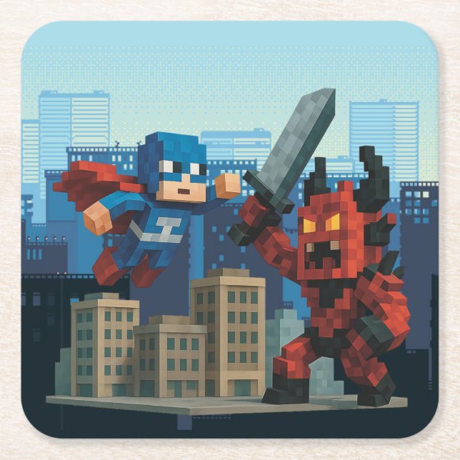 Superhero Skyblade Showdown  Tote Bag Square Paper Coaster (Front)