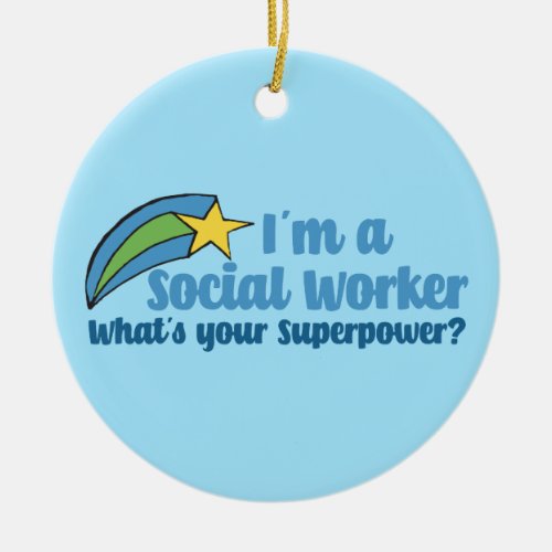 Superhero Social Worker Ceramic Ornament