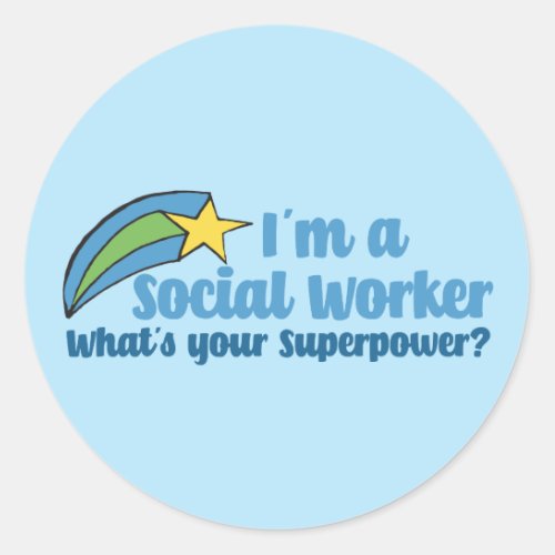 Superhero Social Worker Classic Round Sticker