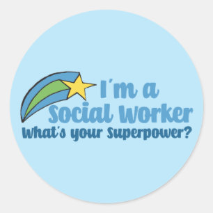 Superhero Social Worker Classic Round Sticker